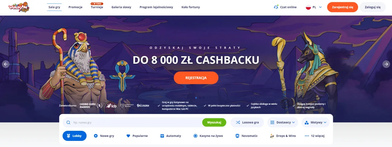 Glowna strona w Vulkan Vegas